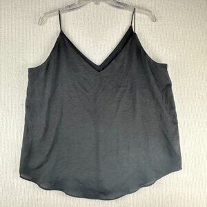 Express V-Neck Downtown Spaghetti Strap Swing Cami Shiny Black Sz Large